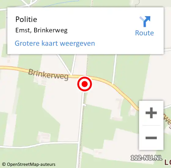 Locatie op kaart van de 112 melding: Politie Emst, Brinkerweg op 17 juni 2021 09:50