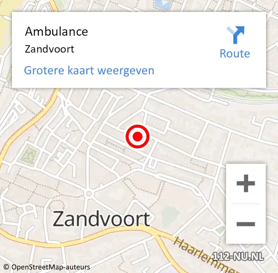 Locatie op kaart van de 112 melding: Ambulance Zandvoort op 17 juni 2021 09:59