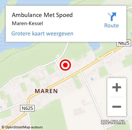 Locatie op kaart van de 112 melding: Ambulance Met Spoed Naar Maren-Kessel op 17 juni 2021 10:03