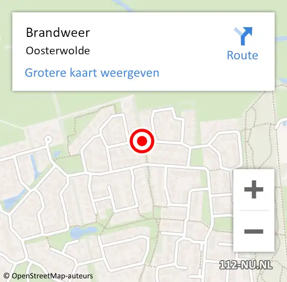 Locatie op kaart van de 112 melding: Brandweer Oosterwolde op 17 juni 2021 10:08