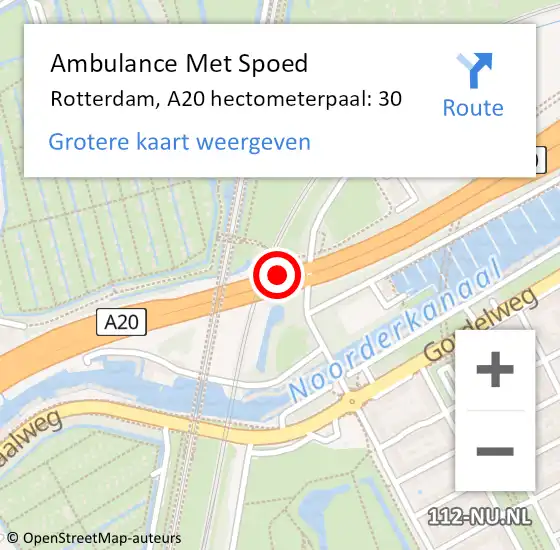 Locatie op kaart van de 112 melding: Ambulance Met Spoed Naar Rotterdam, A20 hectometerpaal: 30 op 17 juni 2021 10:14