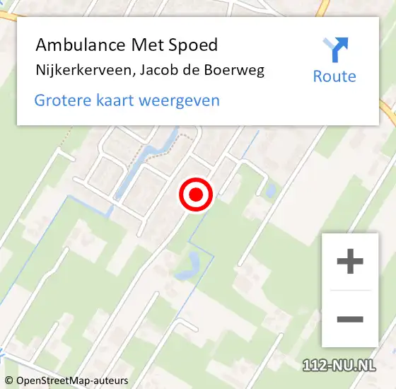 Locatie op kaart van de 112 melding: Ambulance Met Spoed Naar Nijkerkerveen, Jacob de Boerweg op 17 juni 2021 10:29