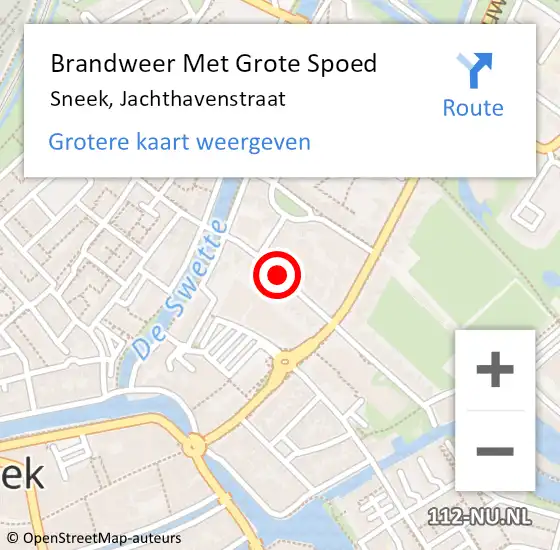 Locatie op kaart van de 112 melding: Brandweer Met Grote Spoed Naar Sneek, Jachthavenstraat op 17 juni 2021 10:33