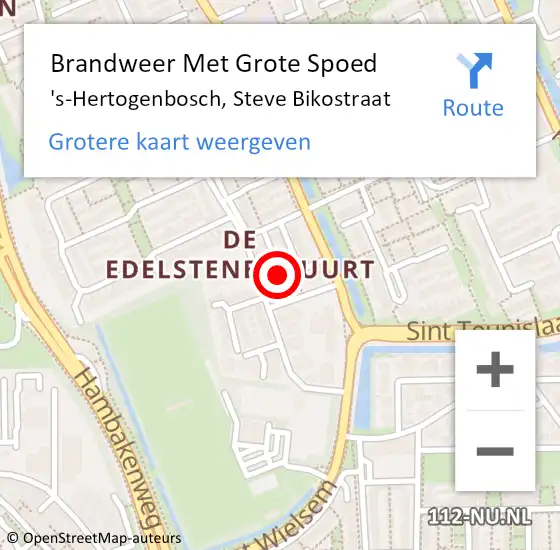 Locatie op kaart van de 112 melding: Brandweer Met Grote Spoed Naar 's-Hertogenbosch, Steve Bikostraat op 17 juni 2021 10:41