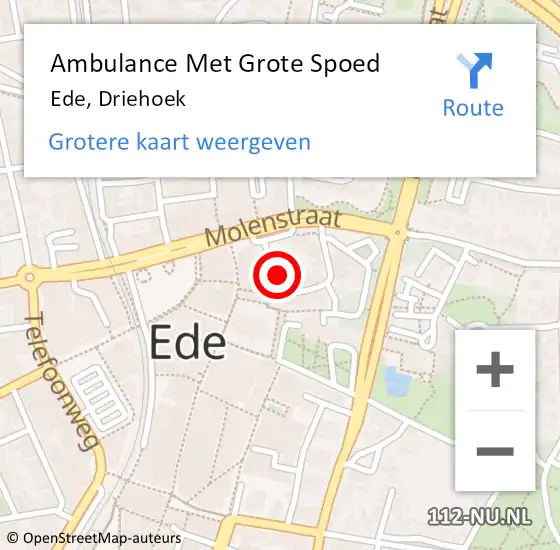 Locatie op kaart van de 112 melding: Ambulance Met Grote Spoed Naar Ede, Driehoek op 17 juni 2021 10:50