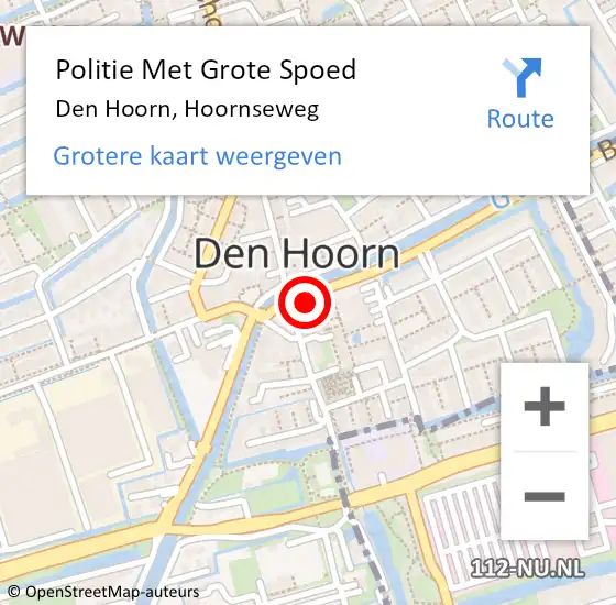 Locatie op kaart van de 112 melding: Politie Met Grote Spoed Naar Den Hoorn, Hoornseweg op 17 juni 2021 11:11