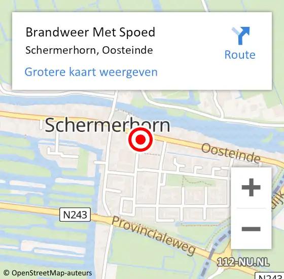 Locatie op kaart van de 112 melding: Brandweer Met Spoed Naar Schermerhorn, Oosteinde op 17 juni 2021 11:44