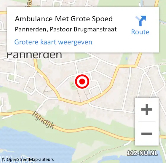 Locatie op kaart van de 112 melding: Ambulance Met Grote Spoed Naar Pannerden, Pastoor Brugmanstraat op 17 juni 2021 11:50