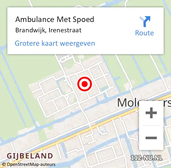 Locatie op kaart van de 112 melding: Ambulance Met Spoed Naar Brandwijk, Irenestraat op 17 juni 2021 11:51