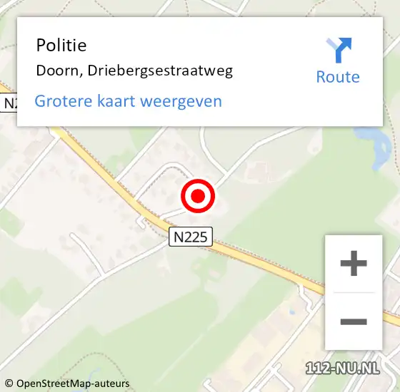 Locatie op kaart van de 112 melding: Politie Doorn, Driebergsestraatweg op 17 juni 2021 11:57