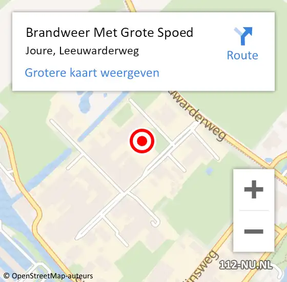 Locatie op kaart van de 112 melding: Brandweer Met Grote Spoed Naar Joure, Leeuwarderweg op 17 juni 2021 11:59