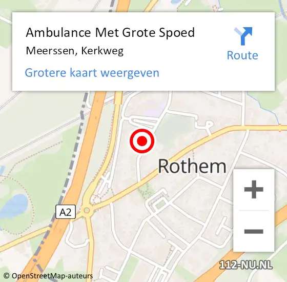 Locatie op kaart van de 112 melding: Ambulance Met Grote Spoed Naar Meerssen, Kerkweg op 13 juni 2014 14:59