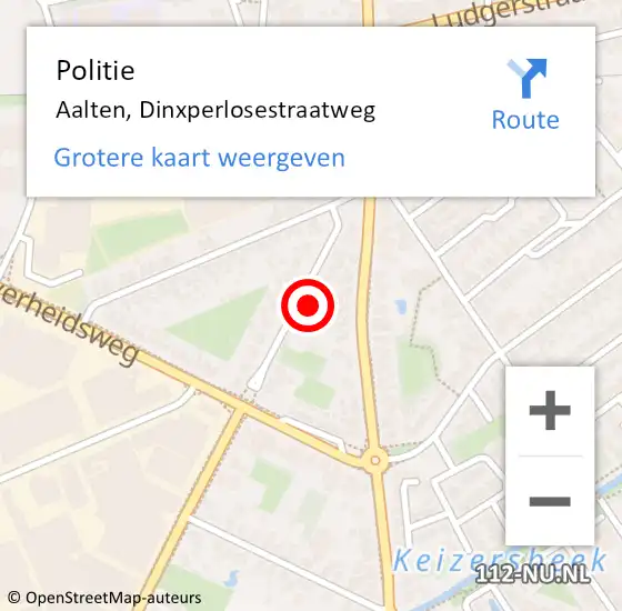 Locatie op kaart van de 112 melding: Politie Aalten, Dinxperlosestraatweg op 17 juni 2021 12:09
