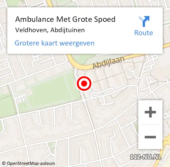 Locatie op kaart van de 112 melding: Ambulance Met Grote Spoed Naar Veldhoven, Abdijtuinen op 17 juni 2021 12:15