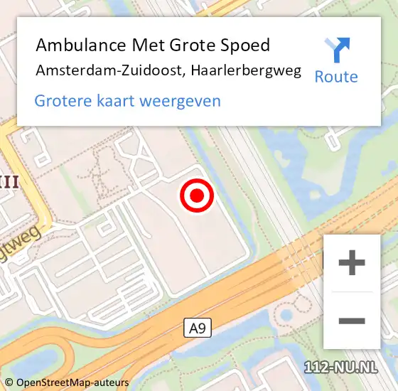 Locatie op kaart van de 112 melding: Ambulance Met Grote Spoed Naar Amsterdam-Zuidoost, Haarlerbergweg op 17 juni 2021 12:44