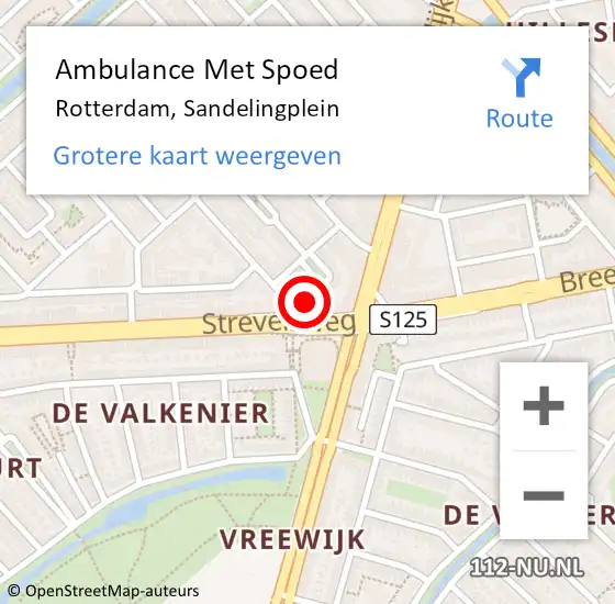 Locatie op kaart van de 112 melding: Ambulance Met Spoed Naar Rotterdam, Sandelingplein op 17 juni 2021 12:46