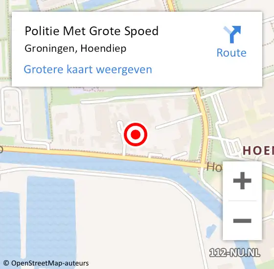 Locatie op kaart van de 112 melding: Politie Met Grote Spoed Naar Groningen, Hoendiep op 17 juni 2021 12:48