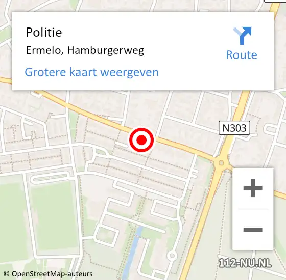 Locatie op kaart van de 112 melding: Politie Ermelo, Hamburgerweg op 17 juni 2021 12:49