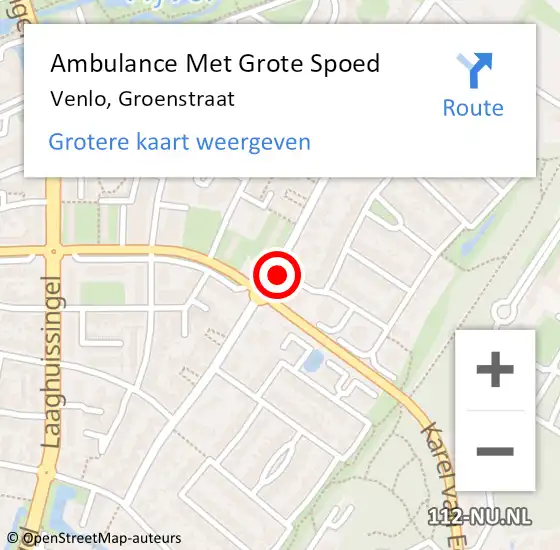 Locatie op kaart van de 112 melding: Ambulance Met Grote Spoed Naar Venlo, Groenstraat op 17 juni 2021 12:49