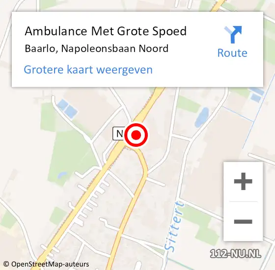 Locatie op kaart van de 112 melding: Ambulance Met Grote Spoed Naar Baarlo, Napoleonsbaan Noord op 17 juni 2021 12:51