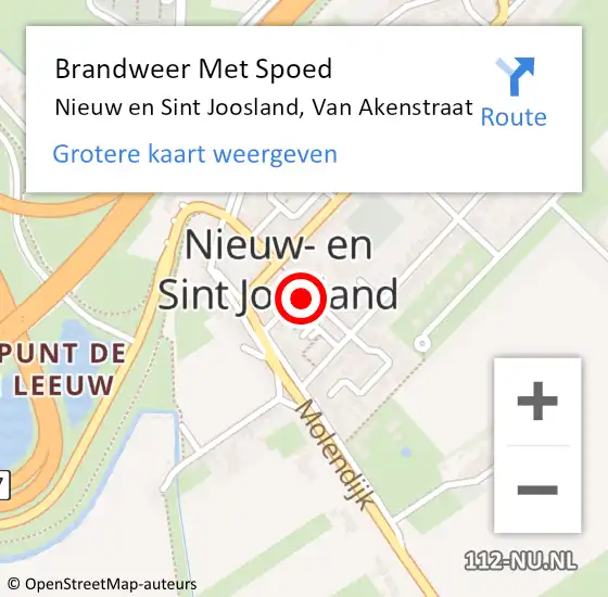 Locatie op kaart van de 112 melding: Brandweer Met Spoed Naar Nieuw en Sint Joosland, Van Akenstraat op 17 juni 2021 13:22