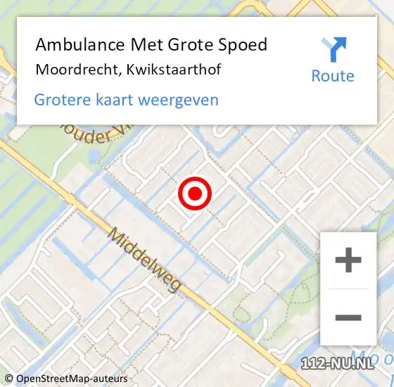 Locatie op kaart van de 112 melding: Ambulance Met Grote Spoed Naar Moordrecht, Kwikstaarthof op 17 juni 2021 13:30