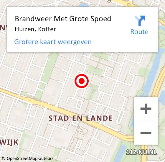 Locatie op kaart van de 112 melding: Brandweer Met Grote Spoed Naar Huizen, Kotter op 17 juni 2021 13:34