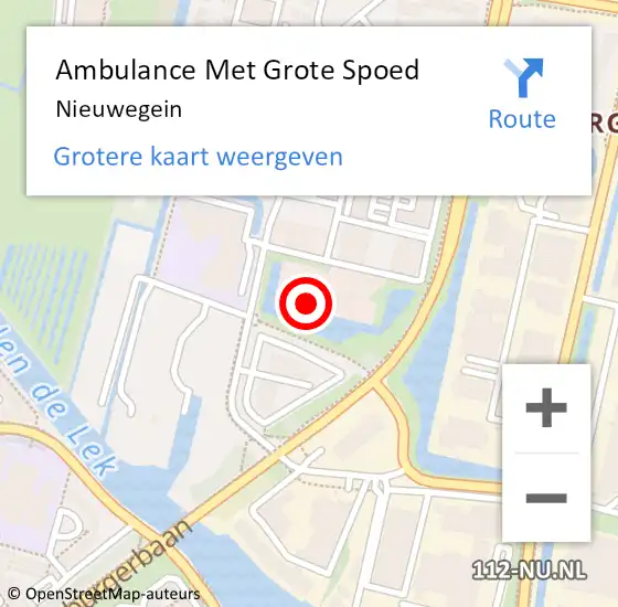 Locatie op kaart van de 112 melding: Ambulance Met Grote Spoed Naar Nieuwegein op 17 juni 2021 13:41
