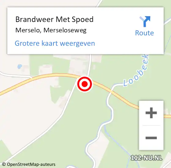 Locatie op kaart van de 112 melding: Brandweer Met Spoed Naar Merselo, Merseloseweg op 17 juni 2021 13:48