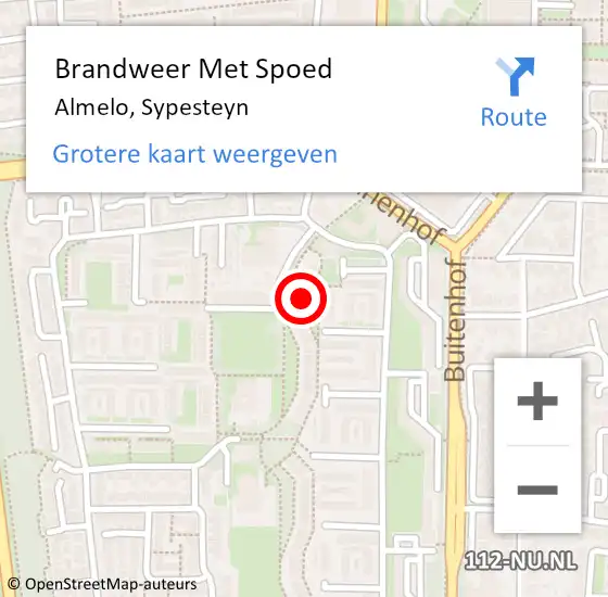 Locatie op kaart van de 112 melding: Brandweer Met Spoed Naar Almelo, Sypesteyn op 17 juni 2021 13:58