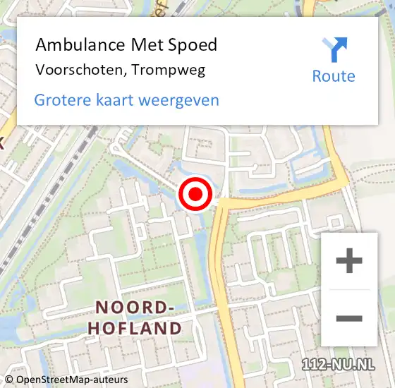 Locatie op kaart van de 112 melding: Ambulance Met Spoed Naar Voorschoten, Trompweg op 17 juni 2021 14:11