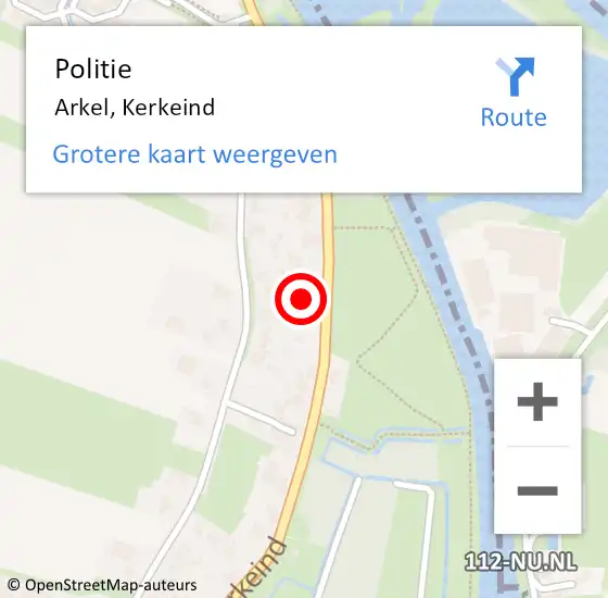 Locatie op kaart van de 112 melding: Politie Arkel, Kerkeind op 17 juni 2021 14:15