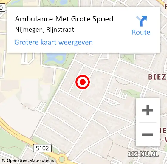 Locatie op kaart van de 112 melding: Ambulance Met Grote Spoed Naar Nijmegen, Rijnstraat op 17 juni 2021 14:23