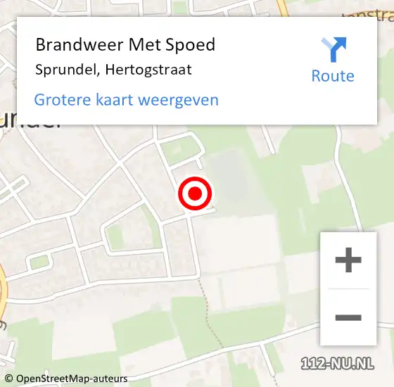 Locatie op kaart van de 112 melding: Brandweer Met Spoed Naar Sprundel, Hertogstraat op 17 juni 2021 14:26