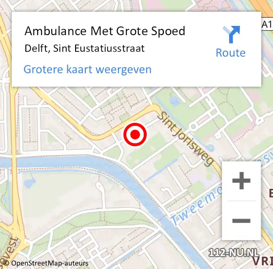 Locatie op kaart van de 112 melding: Ambulance Met Grote Spoed Naar Delft, Sint Eustatiusstraat op 17 juni 2021 14:29