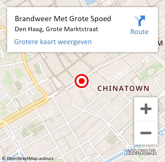 Locatie op kaart van de 112 melding: Brandweer Met Grote Spoed Naar Den Haag, Grote Marktstraat op 17 juni 2021 14:33