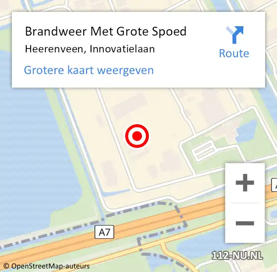 Locatie op kaart van de 112 melding: Brandweer Met Grote Spoed Naar Heerenveen, Innovatielaan op 17 juni 2021 14:37