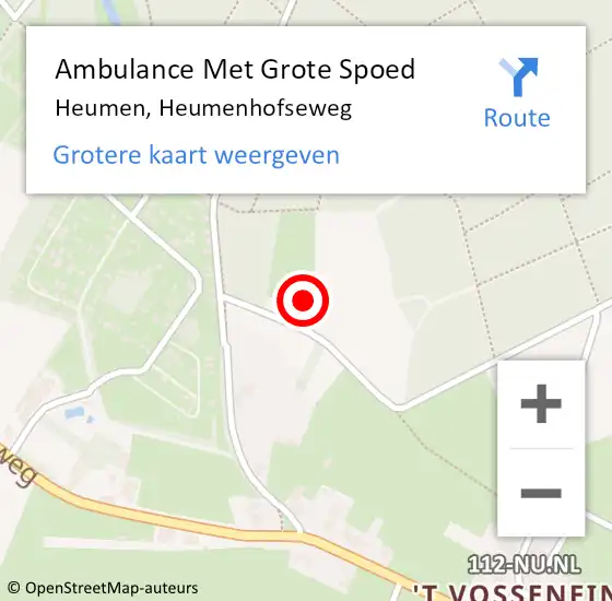 Locatie op kaart van de 112 melding: Ambulance Met Grote Spoed Naar Heumen, Heumenhofseweg op 17 juni 2021 14:41