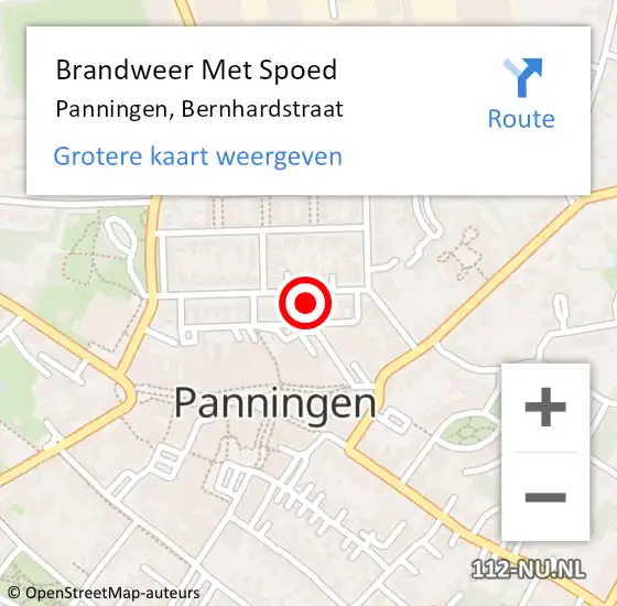 Locatie op kaart van de 112 melding: Brandweer Met Spoed Naar Panningen, Bernhardstraat op 17 juni 2021 14:48