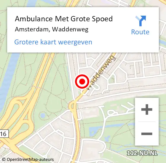 Locatie op kaart van de 112 melding: Ambulance Met Grote Spoed Naar Amsterdam, Waddenweg op 17 juni 2021 14:51