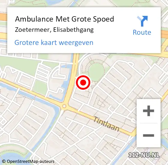 Locatie op kaart van de 112 melding: Ambulance Met Grote Spoed Naar Zoetermeer, Elisabethgang op 17 juni 2021 15:00