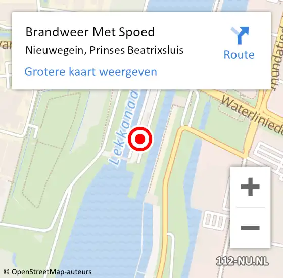 Locatie op kaart van de 112 melding: Brandweer Met Spoed Naar Nieuwegein, Prinses Beatrixsluis op 17 juni 2021 15:08