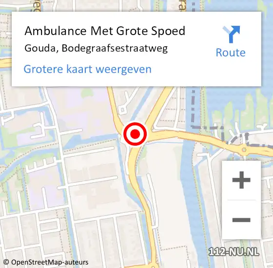 Locatie op kaart van de 112 melding: Ambulance Met Grote Spoed Naar Gouda, Bodegraafsestraatweg op 17 juni 2021 15:20