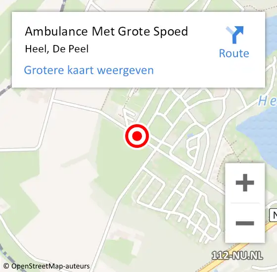 Locatie op kaart van de 112 melding: Ambulance Met Grote Spoed Naar Heel, De Peel op 17 juni 2021 15:34