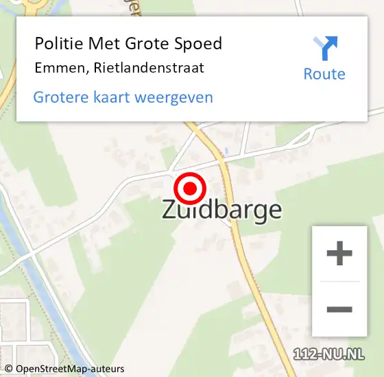 Locatie op kaart van de 112 melding: Politie Met Grote Spoed Naar Emmen, Rietlandenstraat op 17 juni 2021 15:38