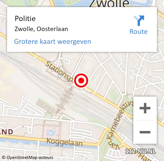 Locatie op kaart van de 112 melding: Politie Zwolle, Oosterlaan op 17 juni 2021 15:52