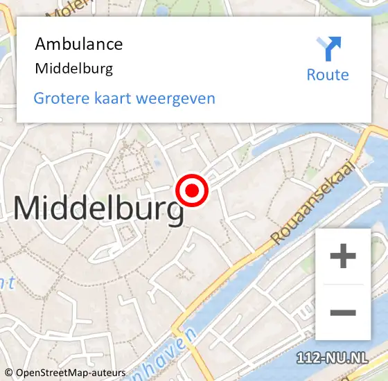 Locatie op kaart van de 112 melding: Ambulance Middelburg op 17 juni 2021 15:52