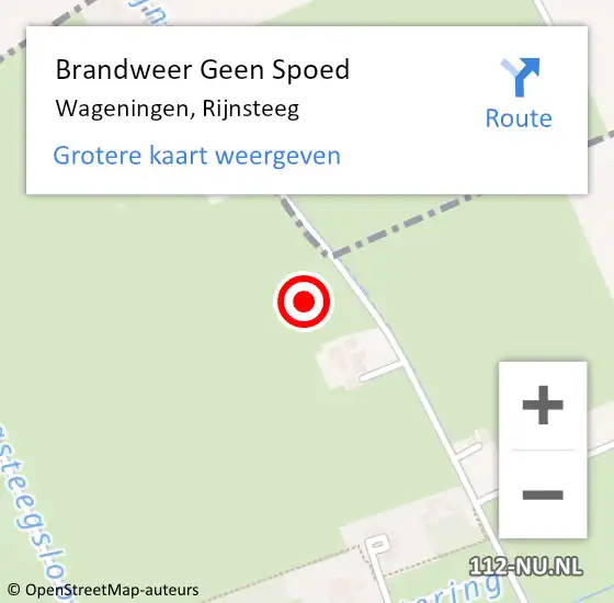 Locatie op kaart van de 112 melding: Brandweer Geen Spoed Naar Wageningen, Rijnsteeg op 17 juni 2021 16:00