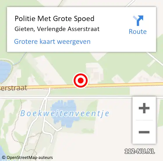 Locatie op kaart van de 112 melding: Politie Met Grote Spoed Naar Gieten, Verlengde Asserstraat op 17 juni 2021 16:06