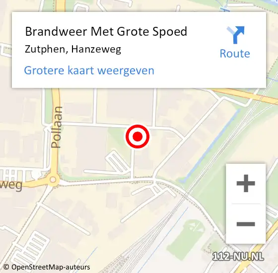 Locatie op kaart van de 112 melding: Brandweer Met Grote Spoed Naar Zutphen, Hanzeweg op 17 juni 2021 16:08